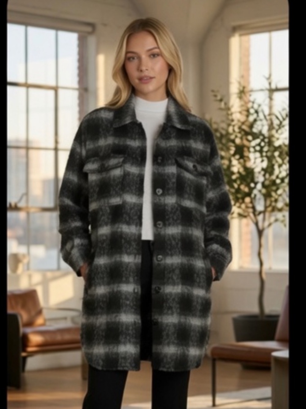 Time and Tru's Longline Plaid Shacket /
Coat shirt-jacket XL & XXL NWT